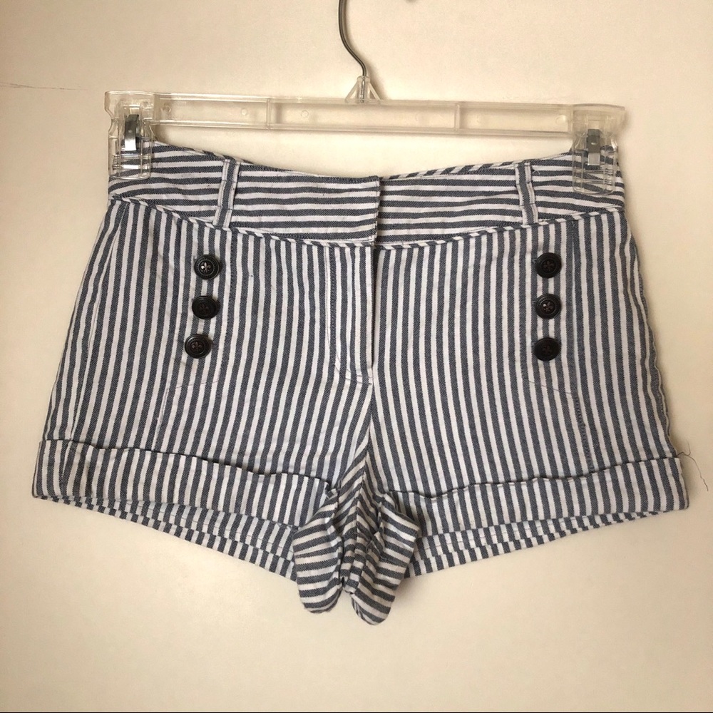 Forever 21 XS striped blue denim shorts